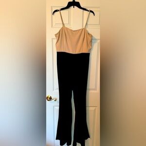 Endless Rose Cherie Color-block Black and Cream Two-Tone Jumpsuit